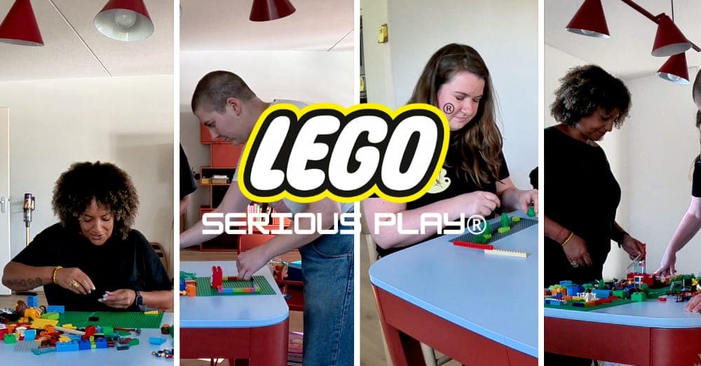 People building LEGO® Serious Play® models at a workshop in Amsterdam